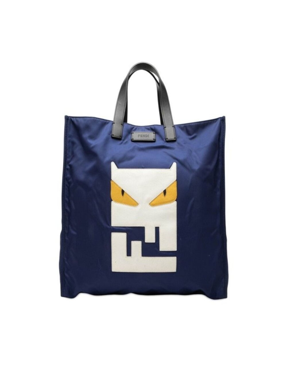 Fendi Bugs Monster FF Logo Tote Bag Navy Nylon Leather